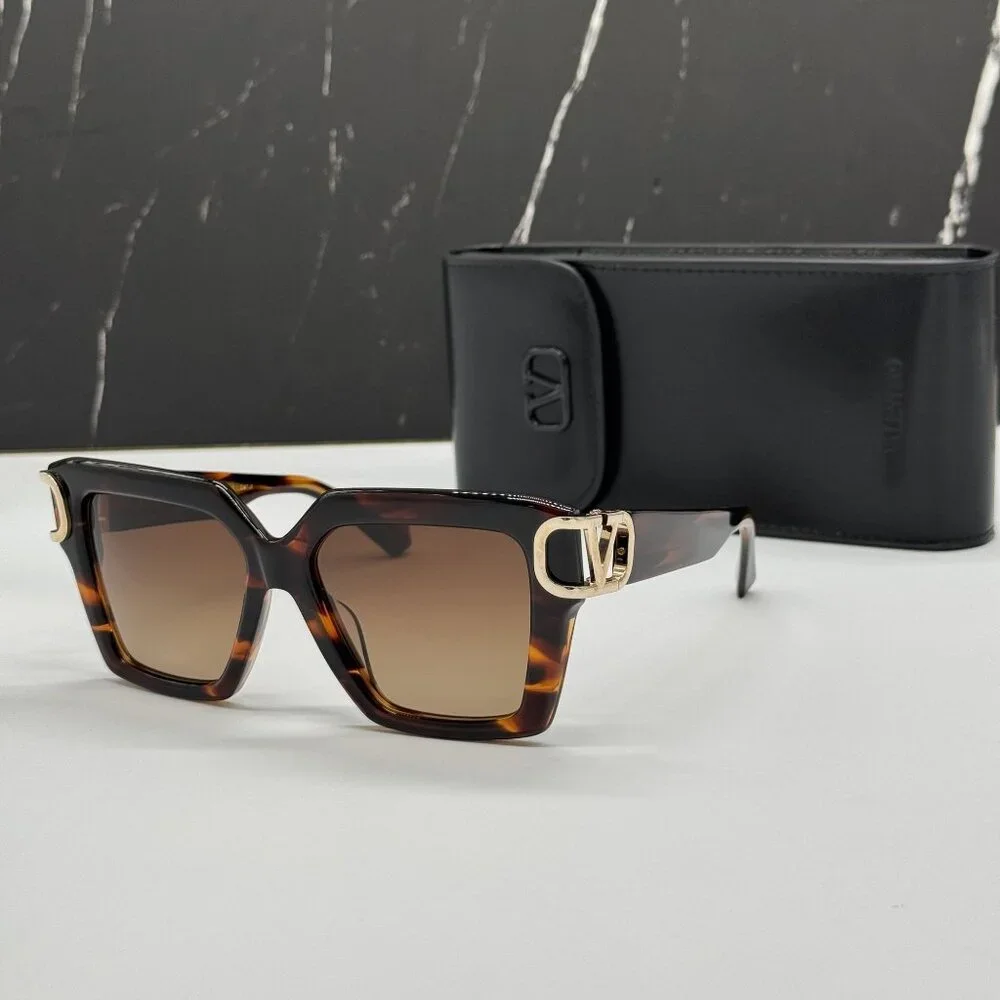 NEW VALENTINO VLS-107B HAVANA SQUARE SUNGLASSES VALENTINO